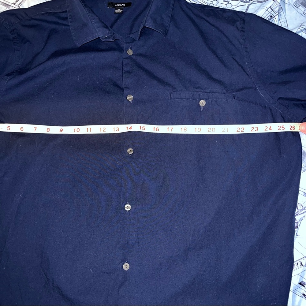Alfani Dark Blue Casual Button Down Shirt - Picture 9 of 9
